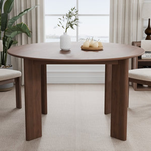 HomeRoots 51" Black Solid Wood Round Top Dining Table - Modern Design, Durable Oak, Perfect for Dining & Workspace 712181