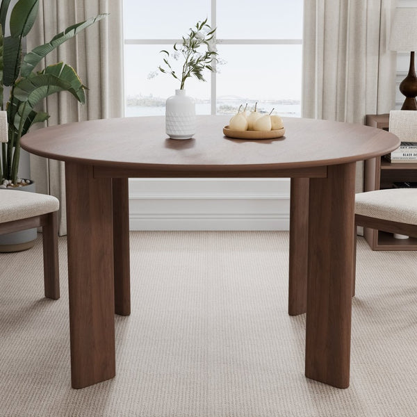 HomeRoots 51" Black Solid Wood Round Top Dining Table - Modern Design, Durable Oak, Perfect for Dining & Workspace 712181