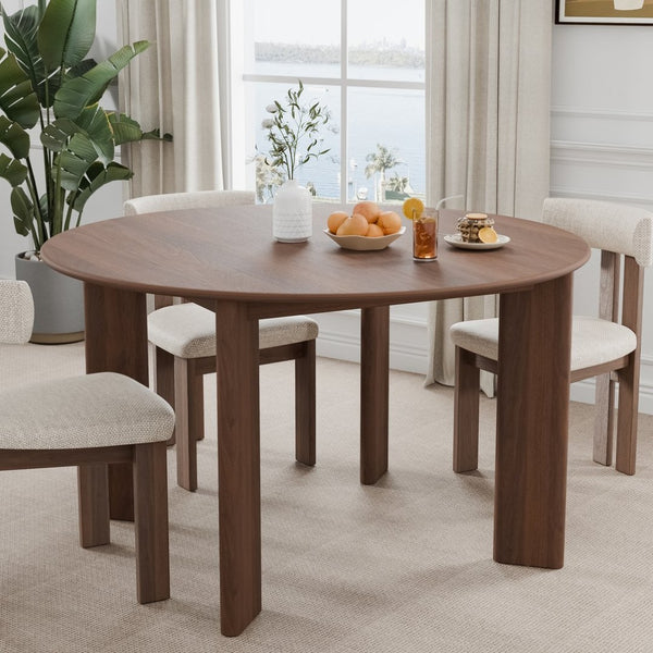 HomeRoots 51" Black Solid Wood Round Top Dining Table - Modern Design, Durable Oak, Perfect for Dining & Workspace 712181