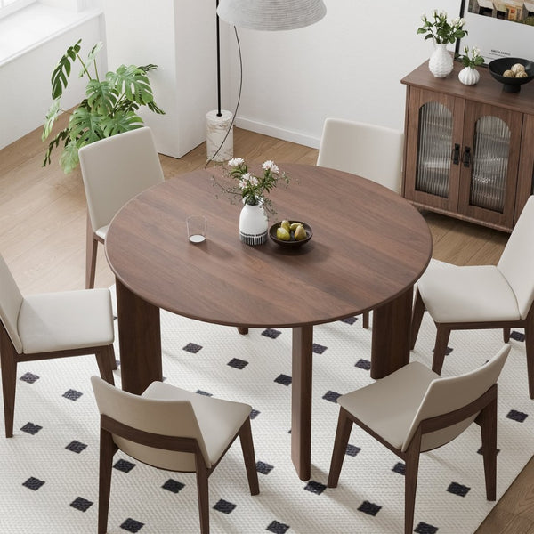 HomeRoots 51" Black Solid Wood Round Top Dining Table - Modern Design, Durable Oak, Perfect for Dining & Workspace 712181