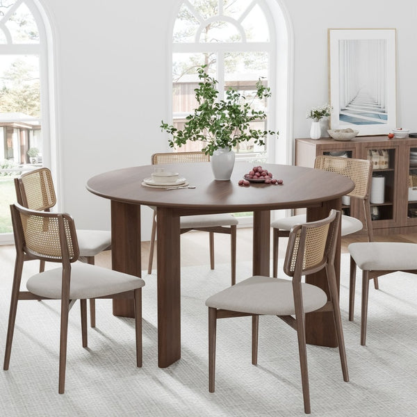 HomeRoots 51" Black Solid Wood Round Top Dining Table - Modern Design, Durable Oak, Perfect for Dining & Workspace 712181