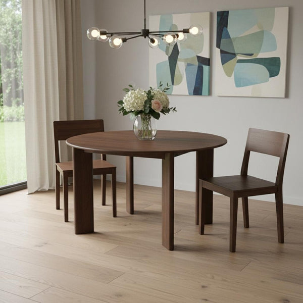 HomeRoots 51" Black Solid Wood Round Top Dining Table - Modern Design, Durable Oak, Perfect for Dining & Workspace 712181