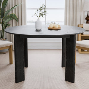 HomeRoots 51" Beige Solid Wood Round Dining Table - Elegant Centerpiece for Modern Homes & Gatherings 712182