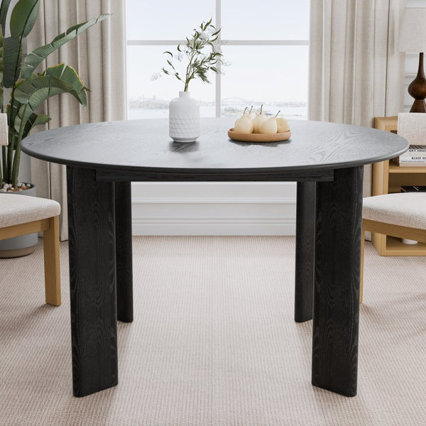 HomeRoots 51" Beige Solid Wood Round Dining Table - Elegant Centerpiece for Modern Homes & Gatherings 712182