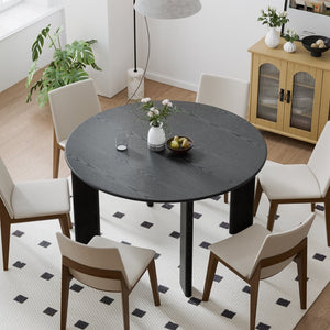 HomeRoots 51" Beige Solid Wood Round Dining Table - Elegant Centerpiece for Modern Homes & Gatherings 712182