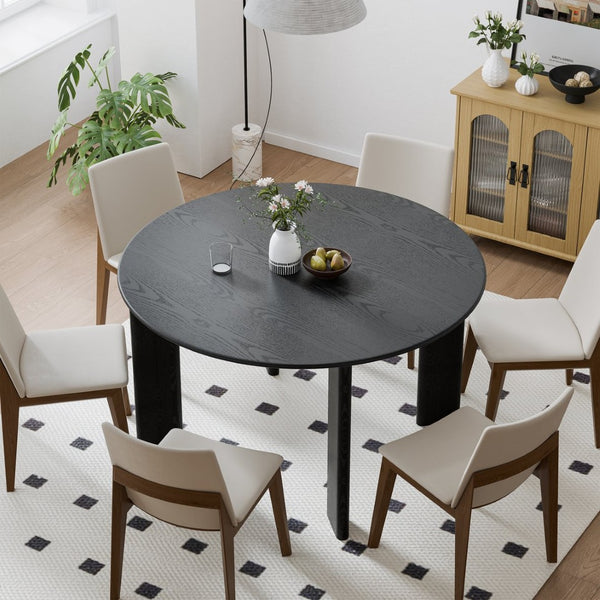 HomeRoots 51" Beige Solid Wood Round Dining Table - Elegant Centerpiece for Modern Homes & Gatherings 712182