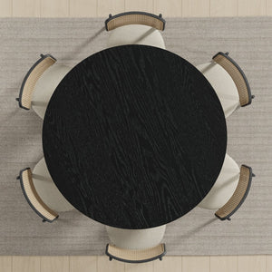 HomeRoots 51" Beige Solid Wood Round Dining Table - Elegant Centerpiece for Modern Homes & Gatherings 712182