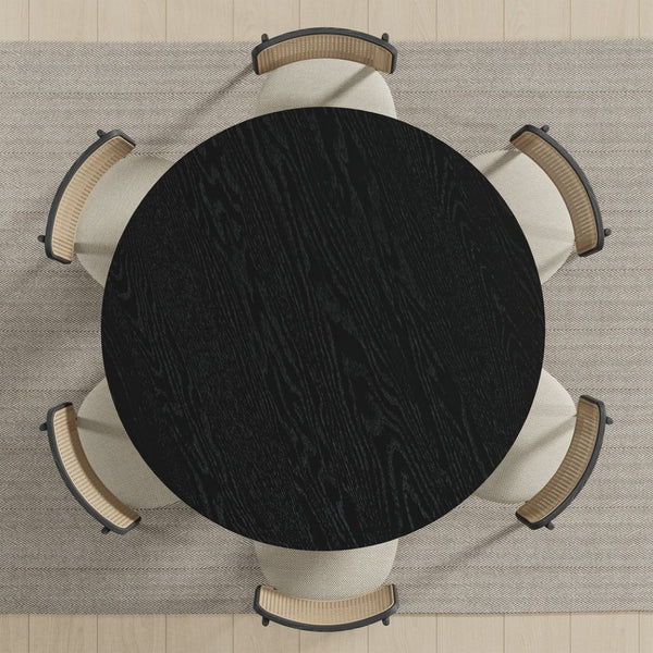 HomeRoots 51" Beige Solid Wood Round Dining Table - Elegant Centerpiece for Modern Homes & Gatherings 712182