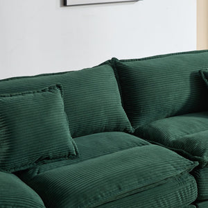 English Elm Corduroy Modern Sofa Sleeper Loveseat with Double-Layer Cushions, Two Pillows, Sturdy Frame 84" Green W676P227343