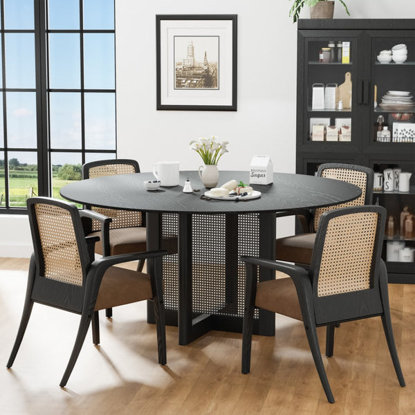 HomeRoots 59" Brown Solid Wood Round Bar Table - Stylish Bistro Design for Dining, Gatherings & Hospitality 712201