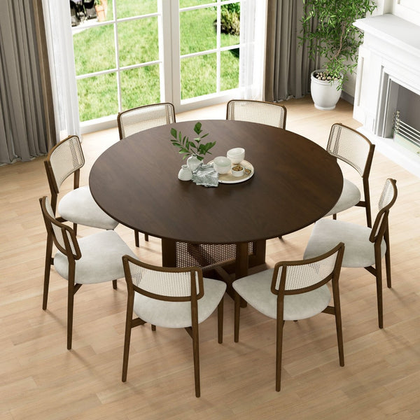 HomeRoots 42" Brown Solid Wood Round Bar Table - Stylish Pedestal Design for Dining & Bistro Spaces, Seats 6 712202
