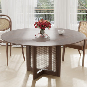 HomeRoots 42" Brown Solid Wood Round Bar Table - Stylish Pedestal Design for Dining & Bistro Spaces, Seats 6 712202