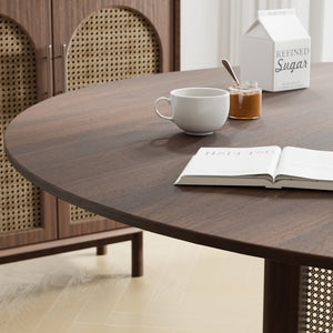HomeRoots 42" Brown Solid Wood Round Bar Table - Stylish Pedestal Design for Dining & Bistro Spaces, Seats 6 712202
