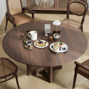 HomeRoots 42" Brown Solid Wood Round Bar Table - Stylish Pedestal Design for Dining & Bistro Spaces, Seats 6 712202
