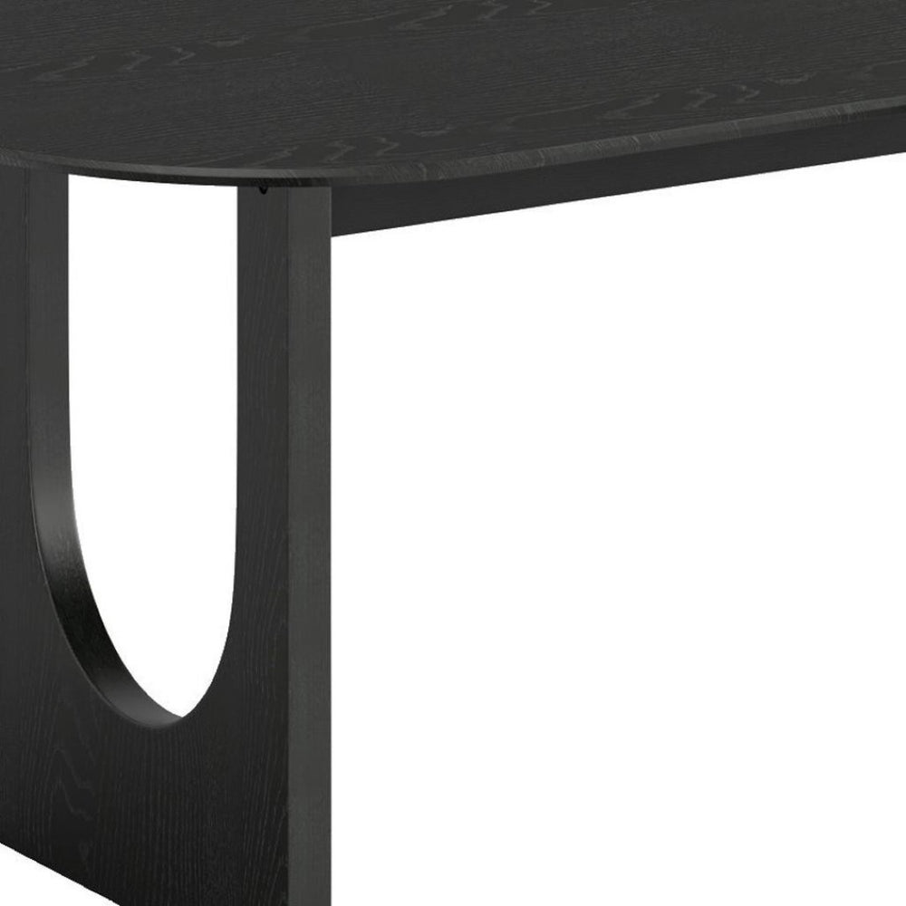 HomeRoots 45" Black Solid Wood Rounded Bar Table - Modern High-Top Design for Stylish Gatherings & Comfort 712207