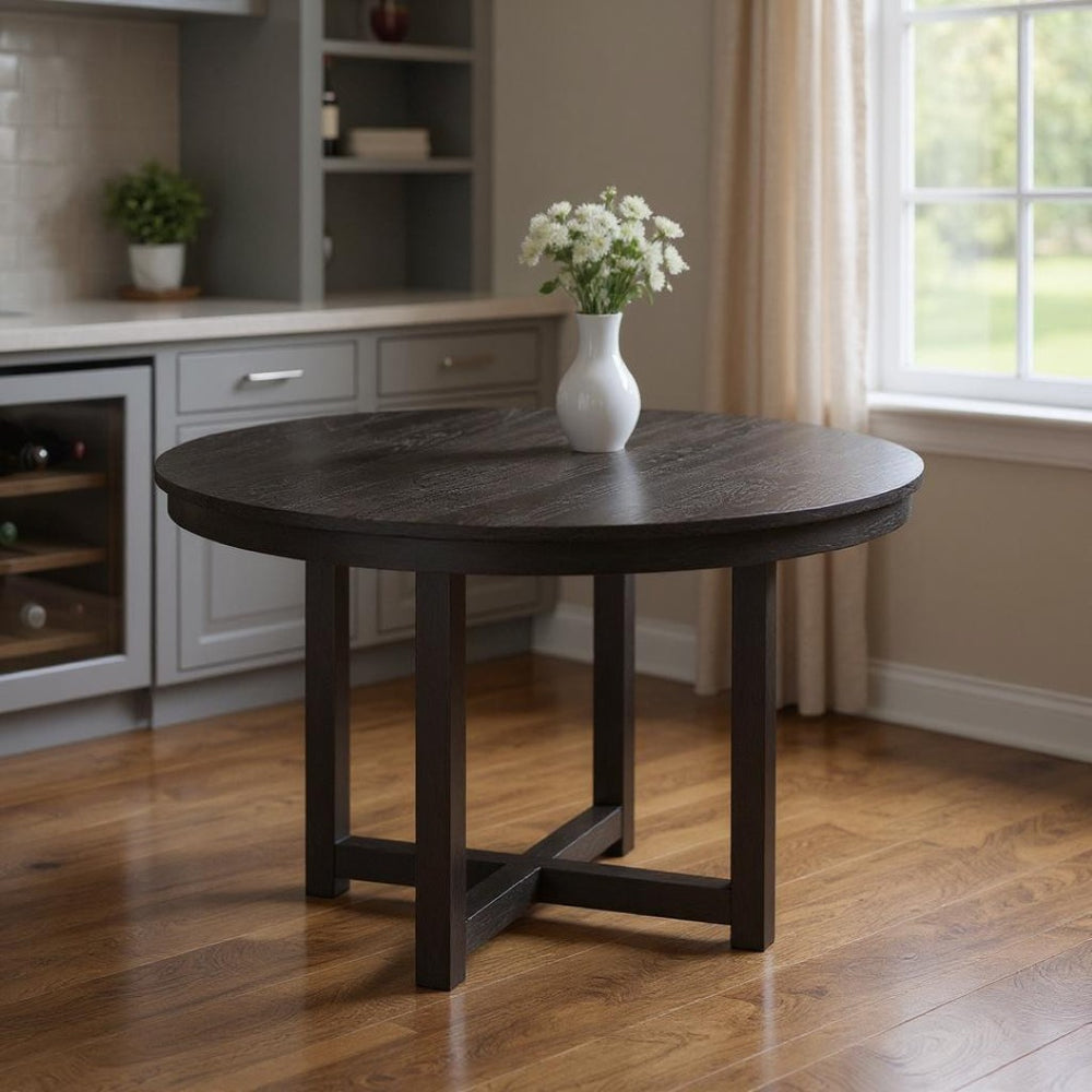 HomeRoots 42" Black Solid Wood Round Bar Table - Modern Bistro Design for Restaurants & Home Entertaining Spaces 712208