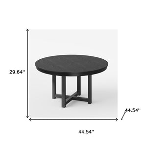 HomeRoots 42" Black Solid Wood Round Bar Table - Modern Bistro Design for Restaurants & Home Entertaining Spaces 712208