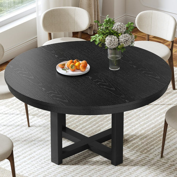 HomeRoots 42" Black Solid Wood Round Bar Table - Modern Bistro Design for Restaurants & Home Entertaining Spaces 712208
