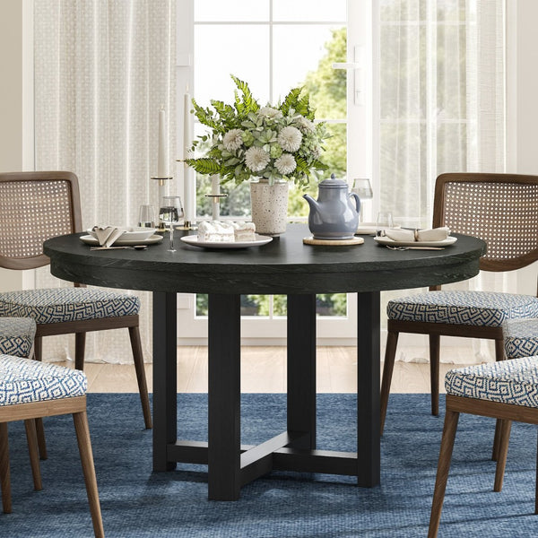 HomeRoots 42" Black Solid Wood Round Bar Table - Modern Bistro Design for Restaurants & Home Entertaining Spaces 712208