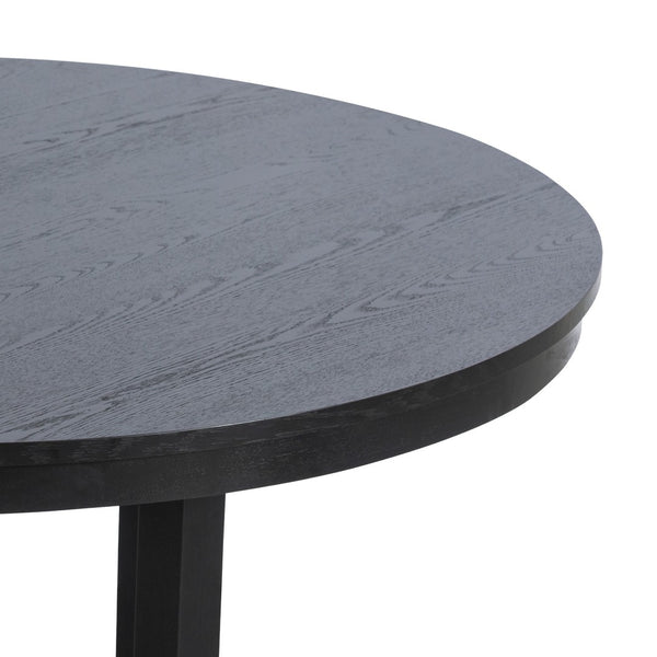 HomeRoots 42" Black Solid Wood Round Bar Table - Modern Bistro Design for Restaurants & Home Entertaining Spaces 712208