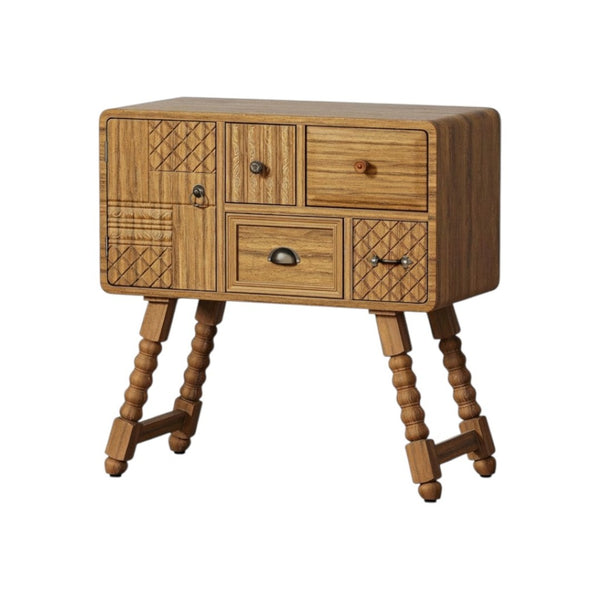 HomeRoots 19" Sepia Solid Wood Console Cabinet - Elegant Storage Solution with Door & Drawers for Any Room 712211