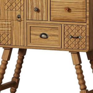 HomeRoots 19" Sepia Solid Wood Console Cabinet - Elegant Storage Solution with Door & Drawers for Any Room 712211