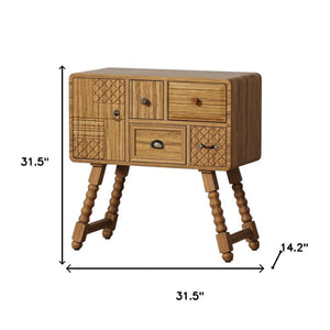 HomeRoots 19" Sepia Solid Wood Console Cabinet - Elegant Storage Solution with Door & Drawers for Any Room 712211