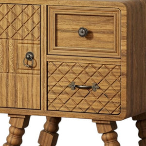 HomeRoots 32" Black and Oak Solid Wood Console Cabinet – Stylish Storage with 3 Drawers for Any Room Decor 712212