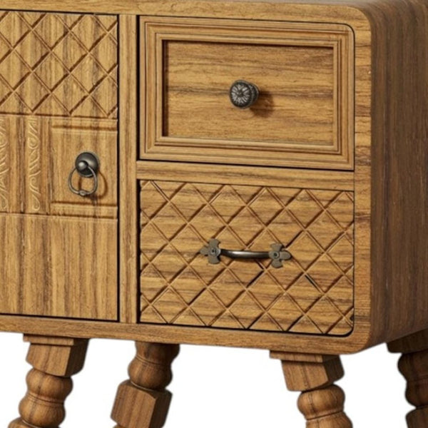 HomeRoots 32" Black and Oak Solid Wood Console Cabinet – Stylish Storage with 3 Drawers for Any Room Decor 712212