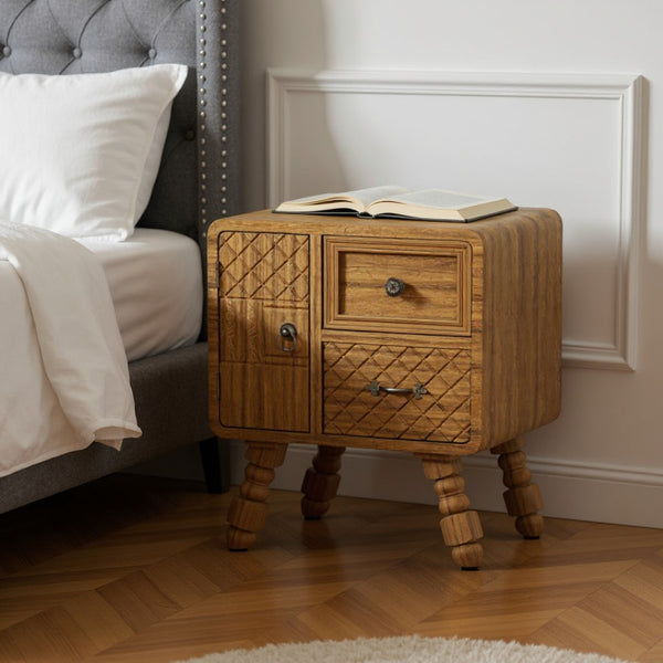HomeRoots 32" Black and Oak Solid Wood Console Cabinet – Stylish Storage with 3 Drawers for Any Room Decor 712212