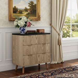 HomeRoots 47" Oak Solid Wood Console Cabinet – Stylish Six-Drawer Storage for Entryway, Media & Dining Needs 712213