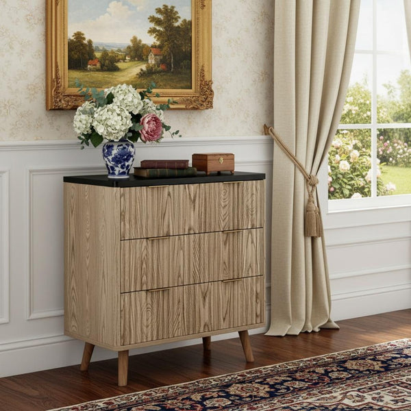 HomeRoots 47" Oak Solid Wood Console Cabinet – Stylish Six-Drawer Storage for Entryway, Media & Dining Needs 712213