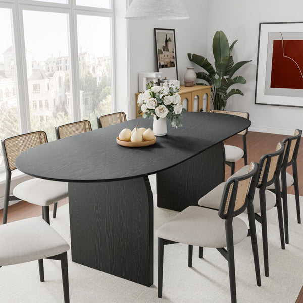 HomeRoots 33" Brown Solid Wood Oval Bar Table - Modern Elegance for Dining & Hospitality with Sturdy Pedestal Base 712216