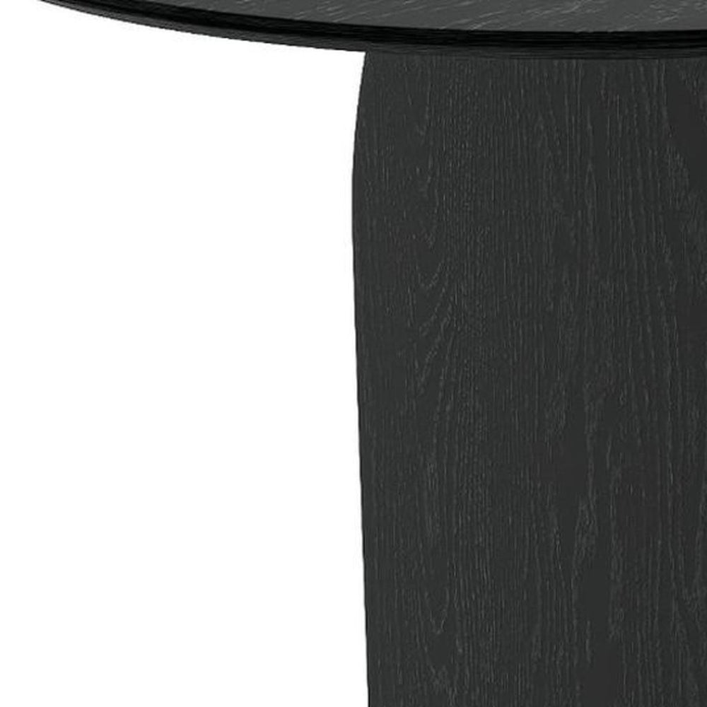HomeRoots 33" Brown Solid Wood Oval Bar Table - Modern Elegance for Dining & Hospitality with Sturdy Pedestal Base 712216