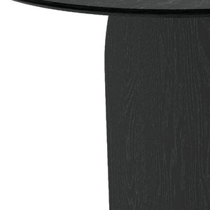 HomeRoots 33" Brown Solid Wood Oval Bar Table - Modern Elegance for Dining & Hospitality with Sturdy Pedestal Base 712216