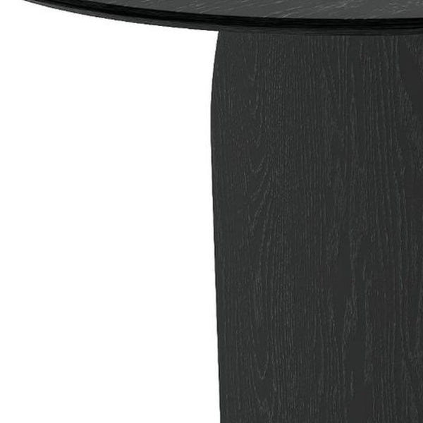 HomeRoots 33" Brown Solid Wood Oval Bar Table - Modern Elegance for Dining & Hospitality with Sturdy Pedestal Base 712216