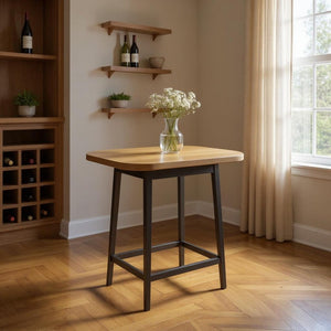 HomeRoots 33" Black Solid Wood Rectangular Bar Table - Sleek Design for Dining & Social Gatherings, Seats 6! 712218