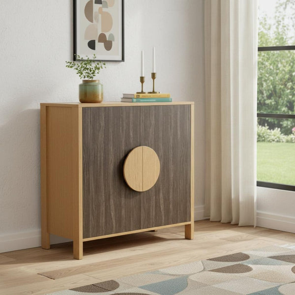 HomeRoots 63" Elegant Sepia Solid Wood Console Cabinet – Versatile Mid-Century Design with Ample Storage Space 712232