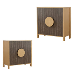 HomeRoots 40" Elegant Brown Wood Sideboard with Glass Doors - Mid-Century Storage Cabinet for Home Decor 712234