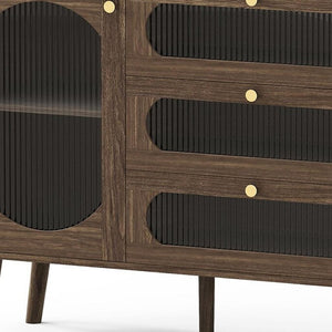 HomeRoots 30" Natural Arched Accent Cabinet – Stylish Storage with Glass Doors for Farmhouse Elegance & Functionality 712237