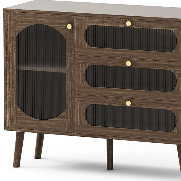 HomeRoots 30" Natural Arched Accent Cabinet – Stylish Storage with Glass Doors for Farmhouse Elegance & Functionality 712237