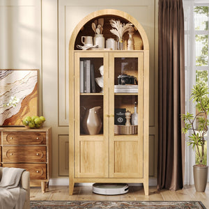 HomeRoots 68" White Solid Wood Pantry Cabinet with Five Doors & Two Drawers - Stylish Storage for Any Room 712238
