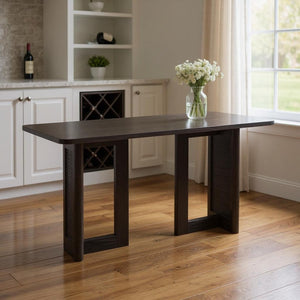 HomeRoots 46" Black Wood Rounded Bar Table - Stylish Centerpiece for Dining, Social Gatherings & Modern Decor 712251