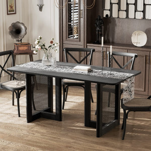 HomeRoots 46" Black Wood Rounded Bar Table - Stylish Centerpiece for Dining, Social Gatherings & Modern Decor 712251