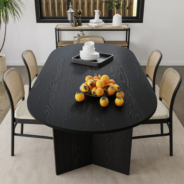 HomeRoots 46" Elegant Walnut Wood Rounded Bar Table - Stylish Double Pedestal Design for Home & Restaurant Use 712256
