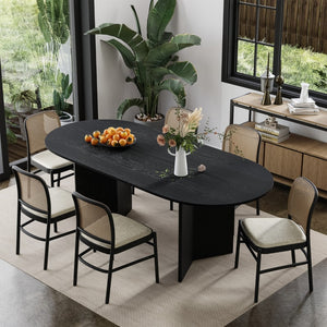 HomeRoots 46" Elegant Walnut Wood Rounded Bar Table - Stylish Double Pedestal Design for Home & Restaurant Use 712256