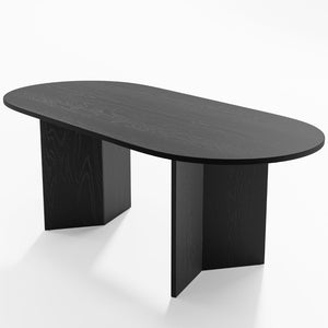 HomeRoots 46" Elegant Walnut Wood Rounded Bar Table - Stylish Double Pedestal Design for Home & Restaurant Use 712256