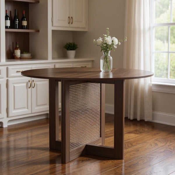 HomeRoots 52" Walnut Wood Rounded Bar Table - Modern Bistro Style, Space-Saving Design for Dining & Entertaining 712257