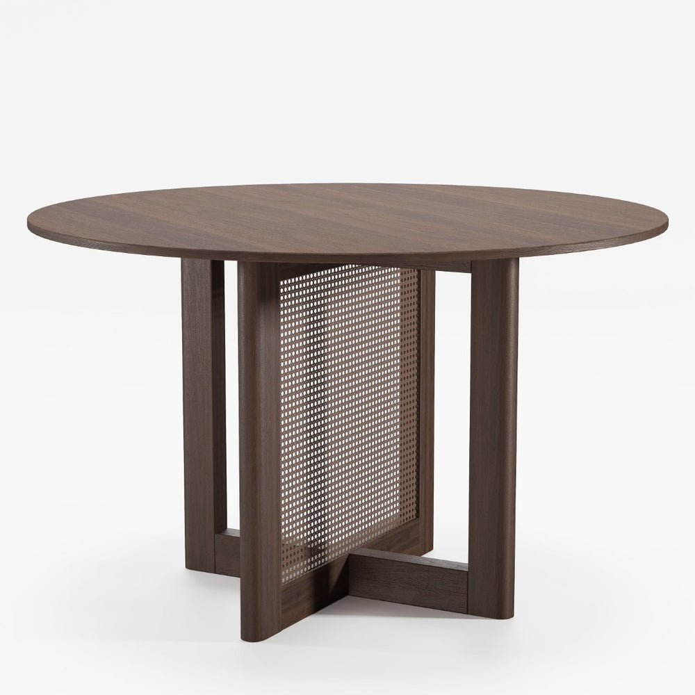 HomeRoots 52" Walnut Wood Rounded Bar Table - Modern Bistro Style, Space-Saving Design for Dining & Entertaining 712257
