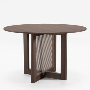 HomeRoots 52" Walnut Wood Rounded Bar Table - Modern Bistro Style, Space-Saving Design for Dining & Entertaining 712257